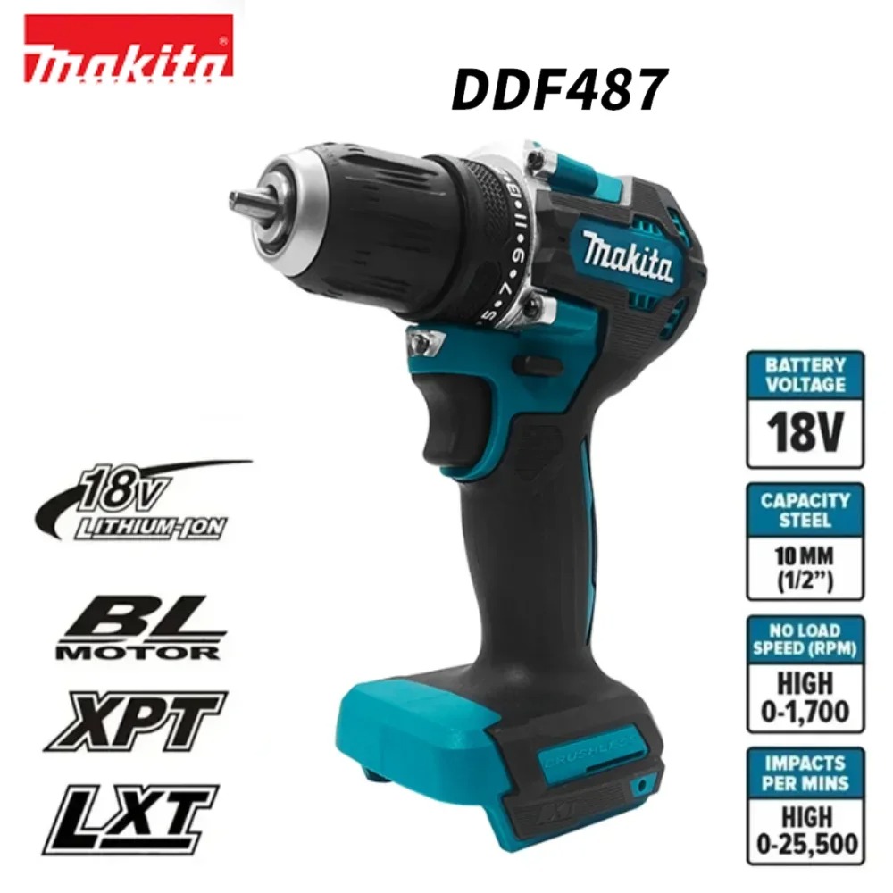 Power Tools Makita Set - Бесщеточный аккумуляторный ударный шуруповерт Makita DDF487